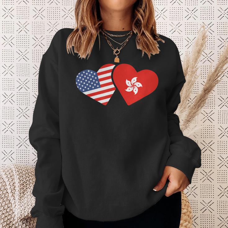 Hong Kong Usa FlagHeart Hongkonger American Love Sweatshirt Gifts for Her