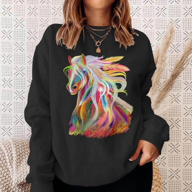 Horse Head Watercolor Equestrian Sweatshirt Gifts for Her