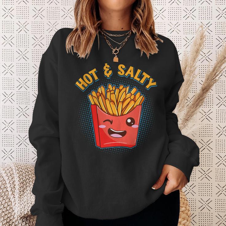 Hot & Salty Winking French Fries Flirtatious Lover Fast Food Sweatshirt Gifts for Her