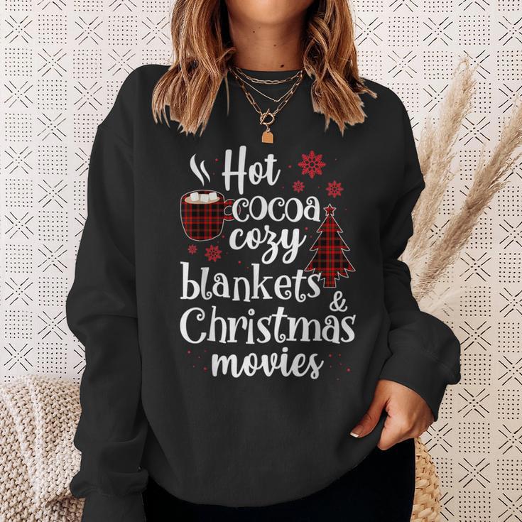 Hot Cocoa Cozy Blankets & Christmas Movie Xmas Sweatshirt Gifts for Her