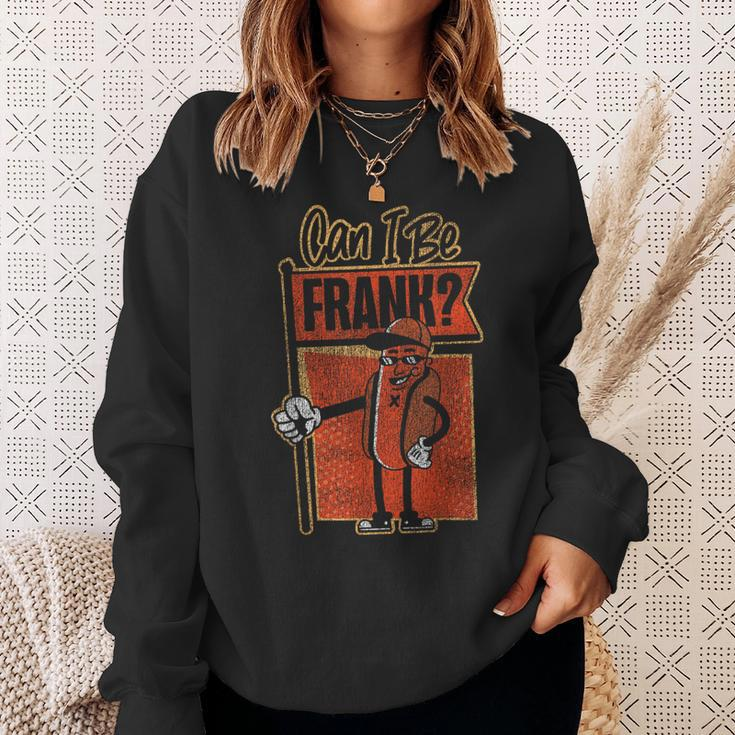 Hot Dog Adult Pun Vintage Can I Be Frank Sweatshirt Gifts for Her
