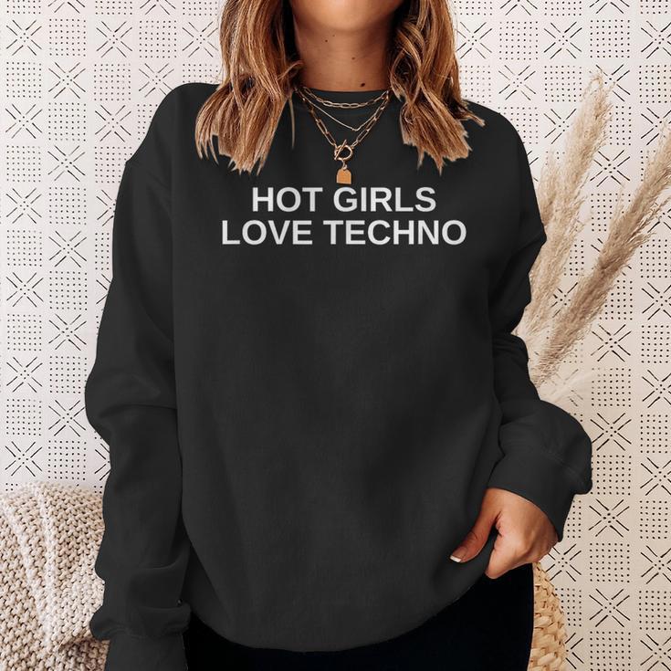 Hot Girls Love Techno Edm House Dj Rave Novelty Sweatshirt Gifts for Her