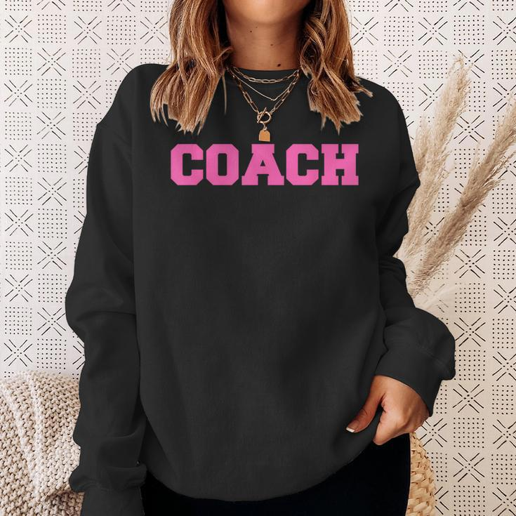 Hot Pink Lettered Coach For Sports Coaches Sweatshirt Gifts for Her