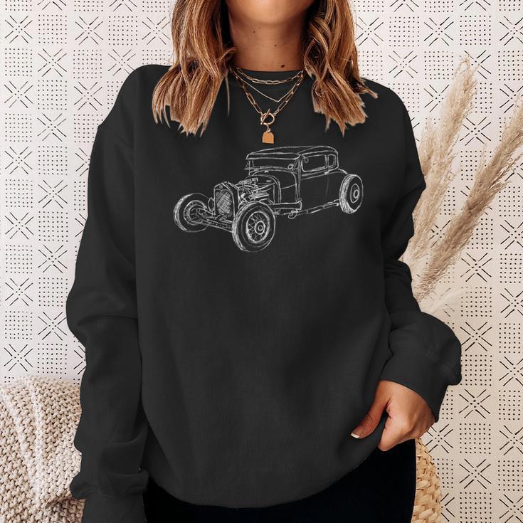 Hot Rod Classic Coupe Outline Rustbucket Rat Race Sweatshirt Gifts for Her