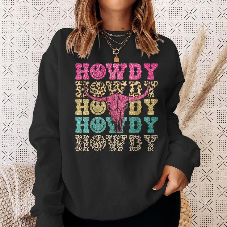 Howdy Smile Face Rodeo Western Country Southern Cowgirl Sweatshirt Gifts for Her