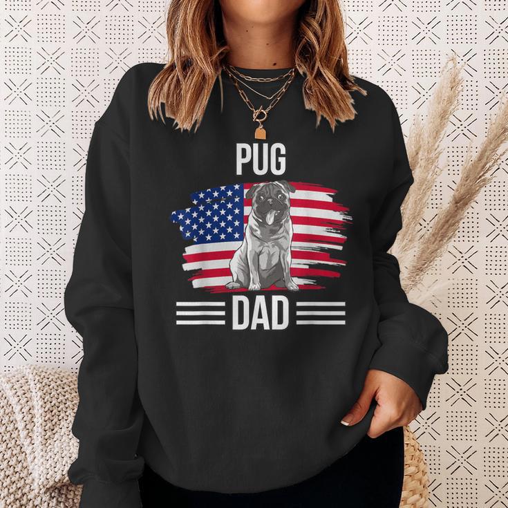 Hundebesitzer Us-Flagge 4 Juliatertag Mops Papa Sweatshirt Geschenke für Sie