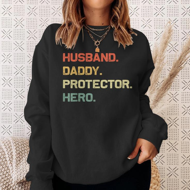 Husband Daddy Protector Hero Fathers Day Retro For Dad Sweatshirt Gifts for Her