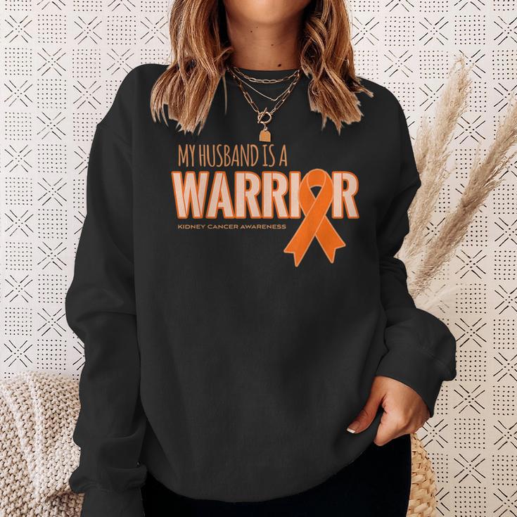 My Husband Is A Warrior Kidney Cancer Awareness Sweatshirt Gifts for Her