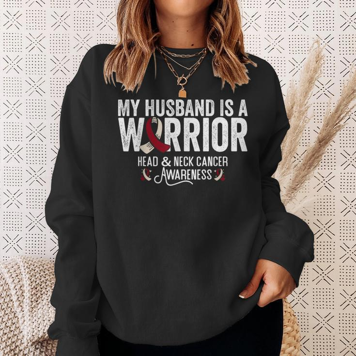 My Husband Is A Warrior Oral Head & Neck Cancer Awareness Sweatshirt Gifts for Her