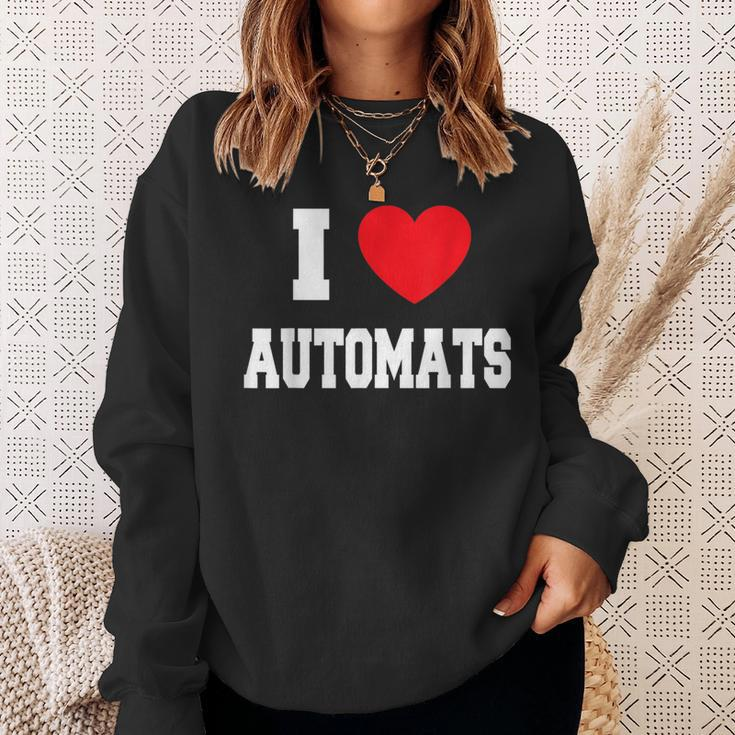 I Love Automats Schwarzes Sweatshirt, Herz-Motiv Design Geschenke für Sie