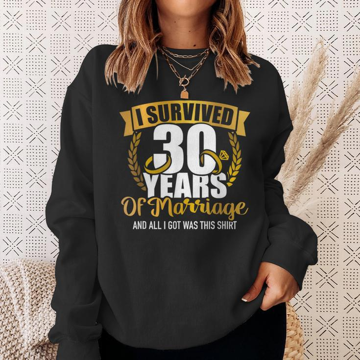Ich Überlebte 30 Jahre Marriage Zum 30Th Wedding Anniversary Sweatshirt Geschenke für Sie