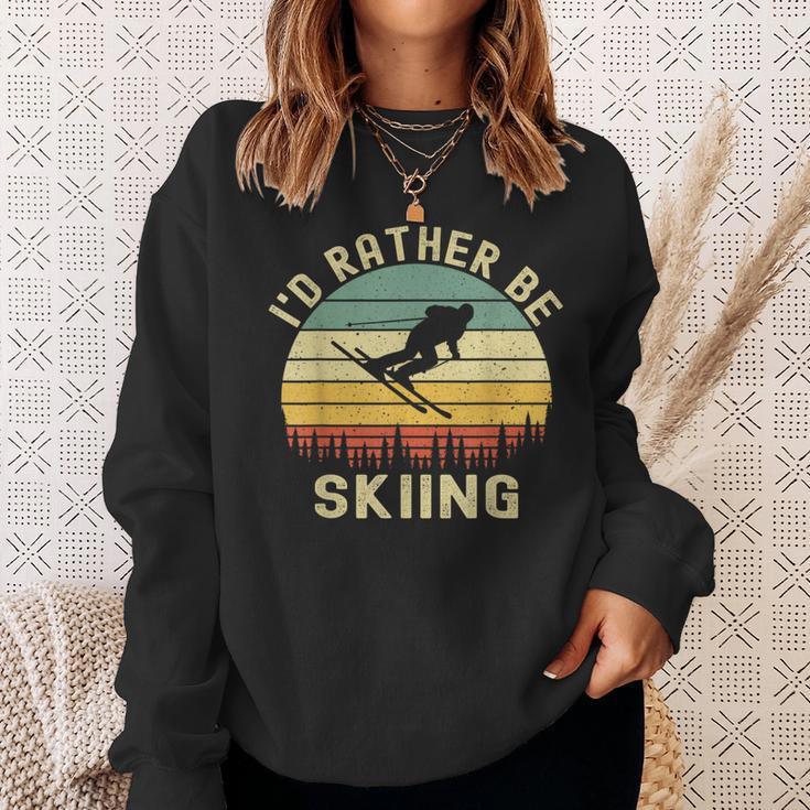 I'd Rather Be Skiing Retrointage Skifahrer Ski Herren Papa Jungen Sweatshirt Geschenke für Sie