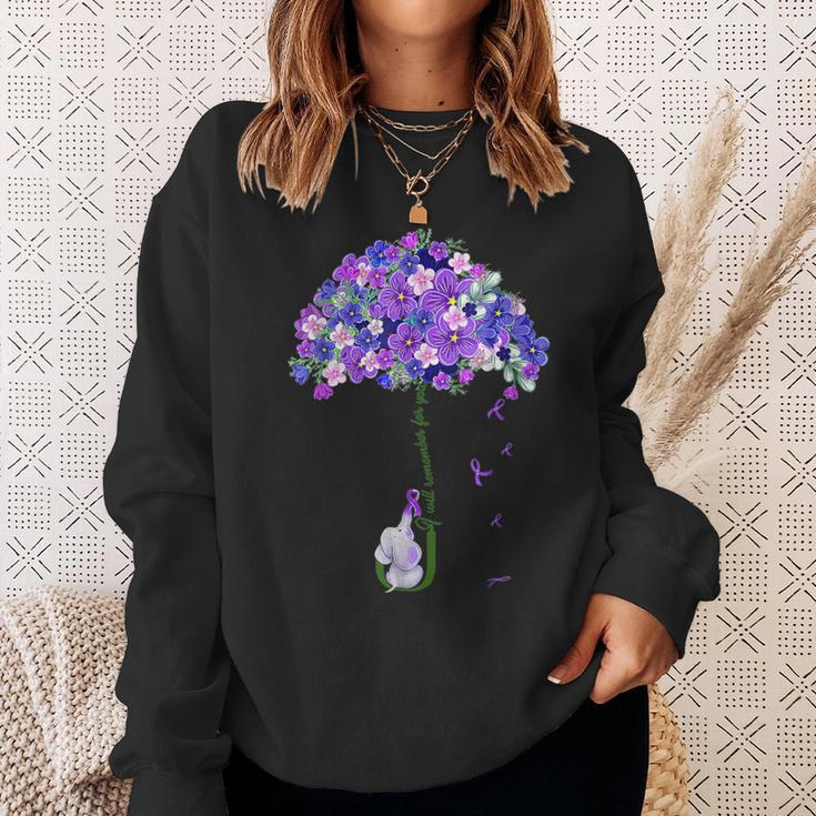 I'll Remember For You Purple Elephant Alzheimer's Awareness Sweatshirt Gifts for Her