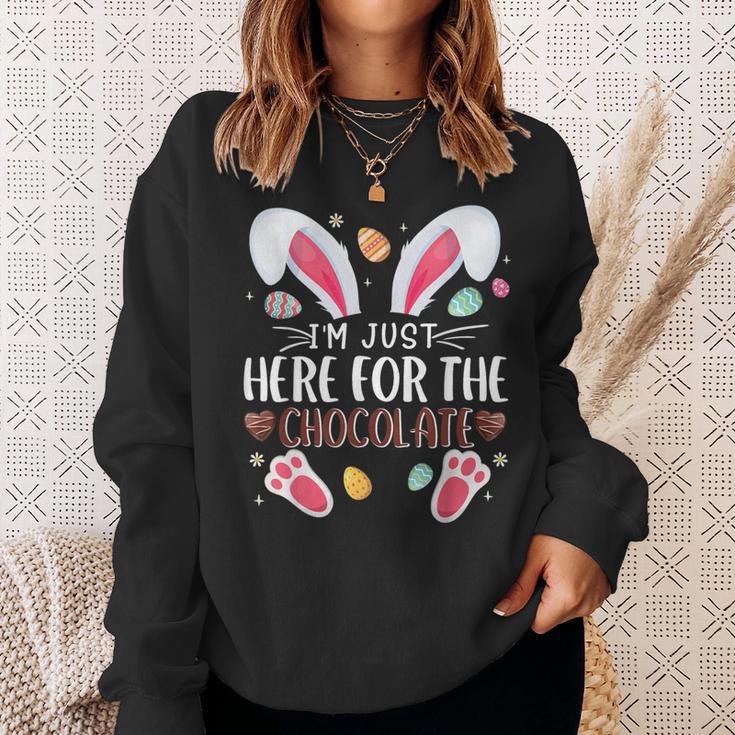 I'm Just Here For The Chocolate Cute Bunny Easter Sweatshirt Gifts for Her