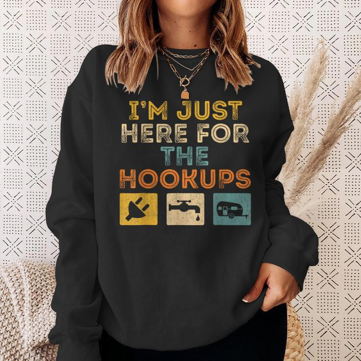 I'm Just Here For The Hookups Camp Rv Camper Camping Sweatshirt Gifts for Her