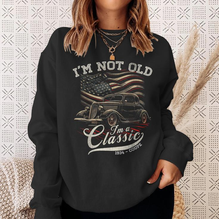 I'm Not Old I'm Classic Vintage 1934 Coupe Car American Flag Sweatshirt Gifts for Her