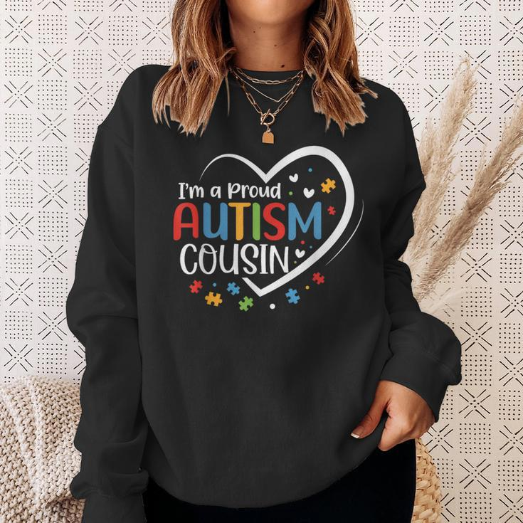 I'm A Proud Cousin Love Heart Autism Awareness Puzzle Sweatshirt Gifts for Her