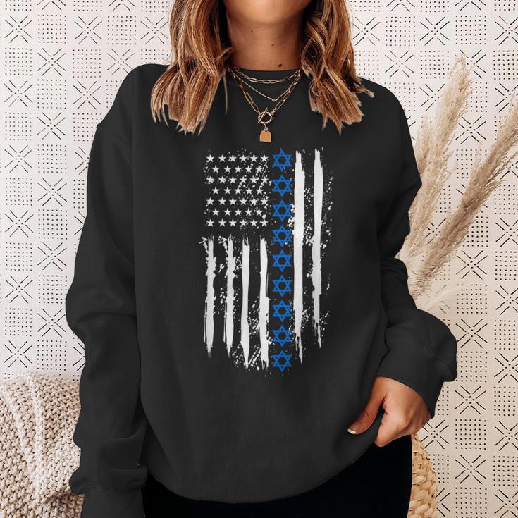 Israel Independence Star Of David Us American Flag Patriotic Sweatshirt Gifts for Her