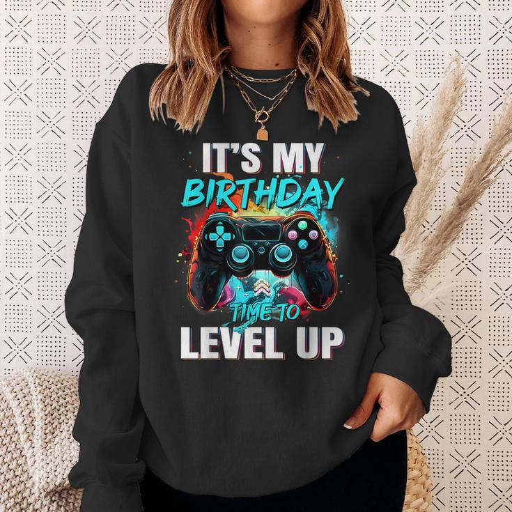 It's My Birthday Boy Time To Level Up Video Game Birthday Sweatshirt Gifts for Her