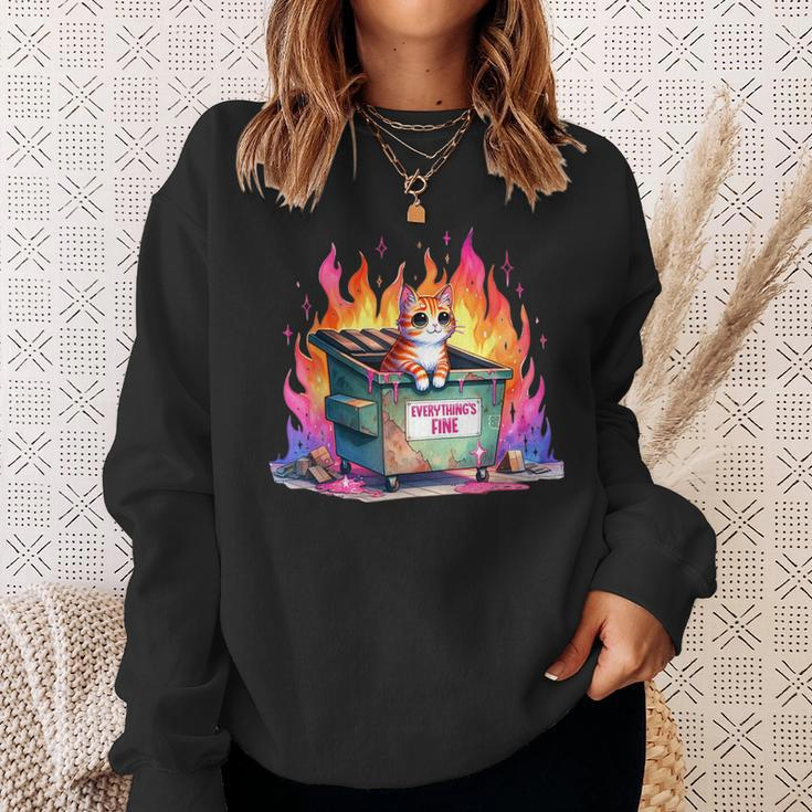 It's Fine I'm Fine Everything's Fine Lil Dumpster Fire Cat Sweatshirt Gifts for Her