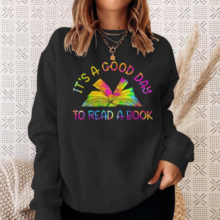 It’S A Good Day To Read A Book Lovers Library Reading Tiedye Sweatshirt Gifts for Her