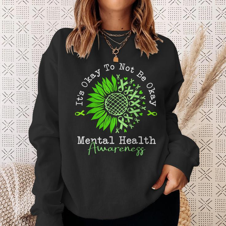 Its Okay To Not Be Okay Mental Health Awareness Green Ribbon Sweatshirt Gifts for Her