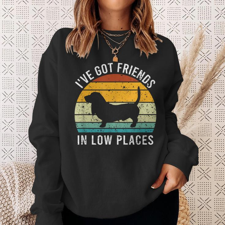 I've Got Friends In Low Places Basset Hound Retro Sweatshirt Gifts for Her