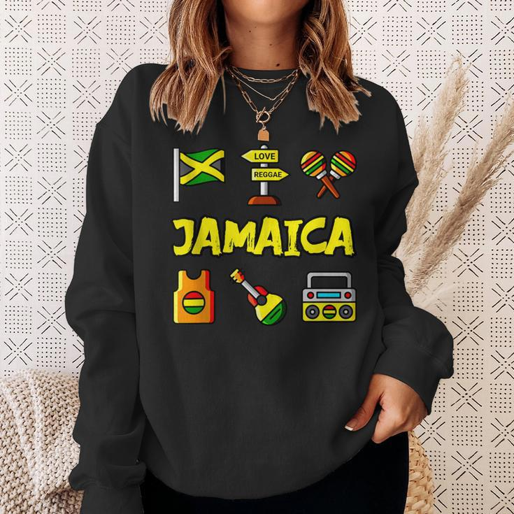Jamaica Icons Jamaican Flag Love Reggae Guitar Maracas Sweatshirt Gifts for Her