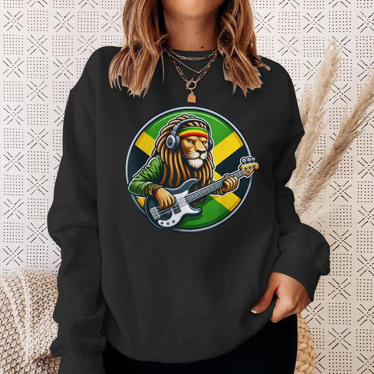 Jamaica Rastafarian Lion Playing Guitar Reggae Jamaican 2024 Sweatshirt Gifts for Her
