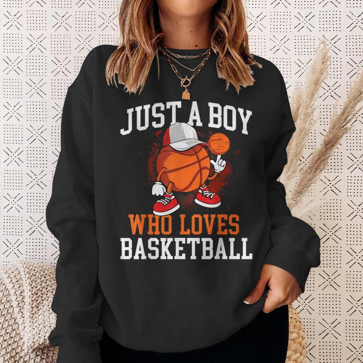 Just A Boy Who Loves Basketball Player Hoops Sweatshirt Gifts for Her