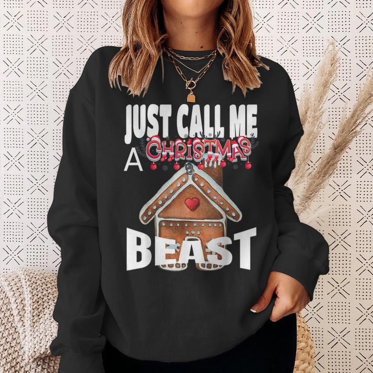 Just Call A Christmas Beast With Cute Ginger Bread House Sweatshirt Gifts for Her