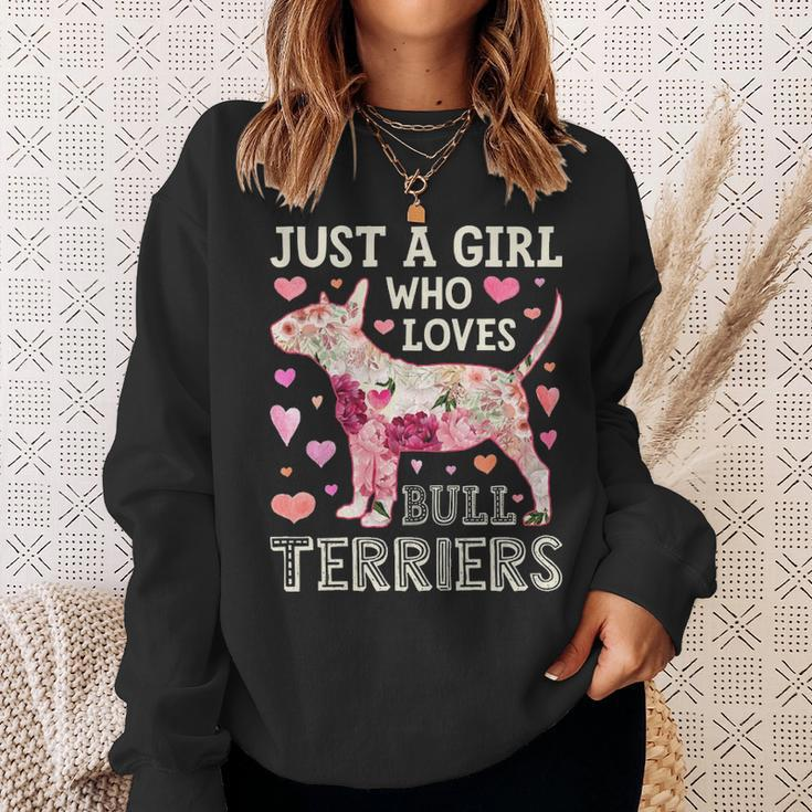 Just A Girl Who Loves Bull Terriers Dog Silhouette Flower Sweatshirt Gifts for Her