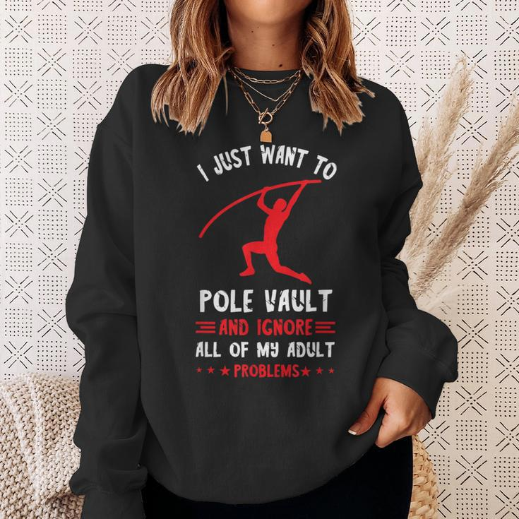 I Just Want To Pole Vaulting Track And Field Pole Vault Sweatshirt Gifts for Her