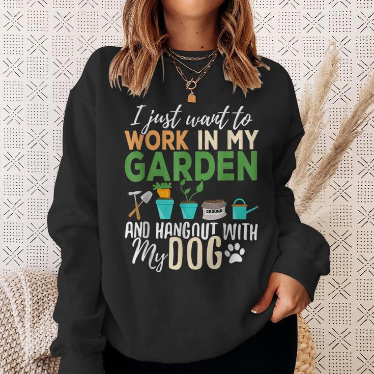 I Just Want To Work In My Garden And Hang Out Dogs Sweatshirt Gifts for Her
