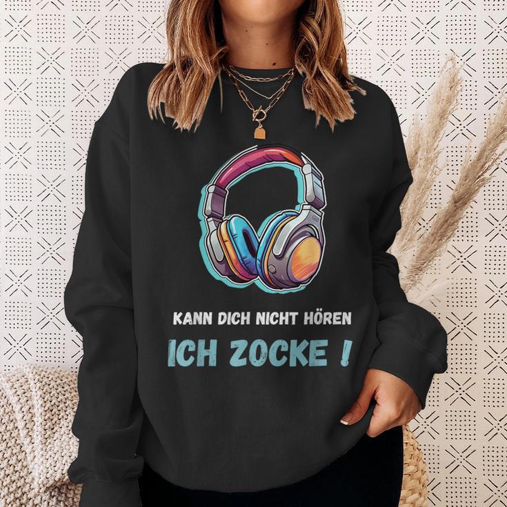 Kann Dich Nicht Hören Ich Zocke Sweatshirt für Gamer, Schwarzes Gaming Tee Geschenke für Sie