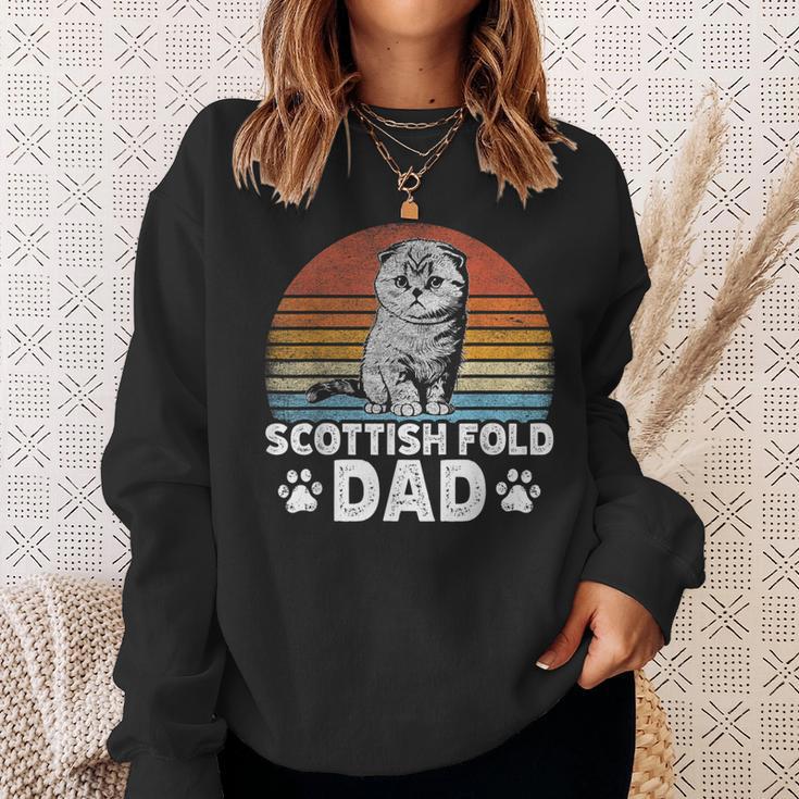 Katzenbesitzer Katzen Papa Retro Scottish Fold Dad Sweatshirt Geschenke für Sie