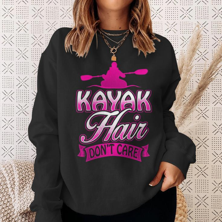 Kayak Hair Don't Care Kayakers Kayaking Sweatshirt Gifts for Her