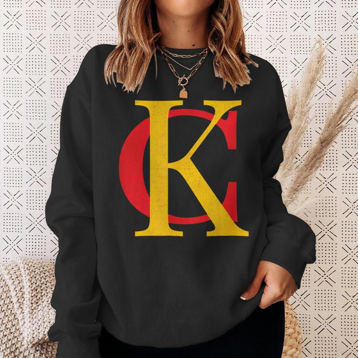 Kc Kansas City Red Yellow & Black Kc Classic Kc Initials Sweatshirt Gifts for Her