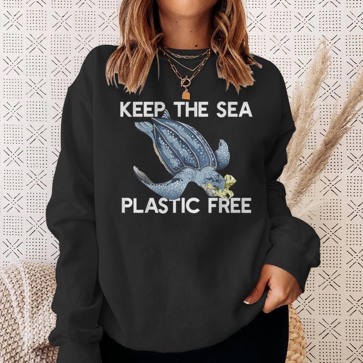 Keep The Sea Plastic Free Turtle With Bag Protect Ocean Meme Sweatshirt Gifts for Her