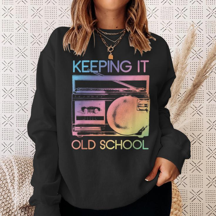 Keeping It Old School Retro 80S 90S Boombox Music Sweatshirt Gifts for Her