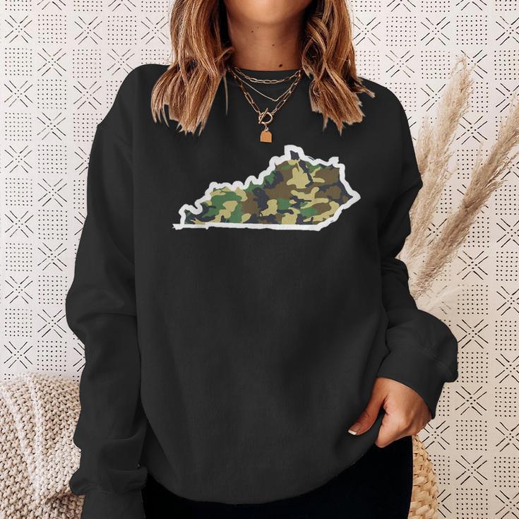 Kentucky Home Hunting Camo Map Sweatshirt Gifts for Her