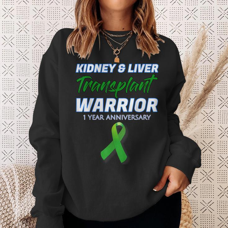 Kidney Liver Transplant 1 Year Anniversary Warrior Survivor Sweatshirt Gifts for Her