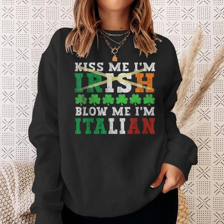 Kiss Me I'm Irish Blow Me I'm Italian St Patrick's Day Adult Sweatshirt Gifts for Her