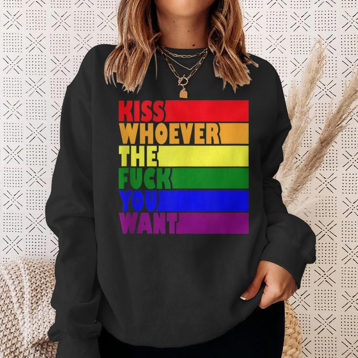 Kiss Whoever The F Fuck You Want Lesbian Gay Lgbt Pride Sweatshirt Gifts for Her