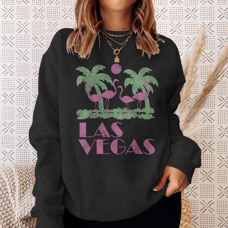 Las Vegas Flamingo Palmenmotiv Sweatshirt, Trendiges Sommeroutfit Geschenke für Sie