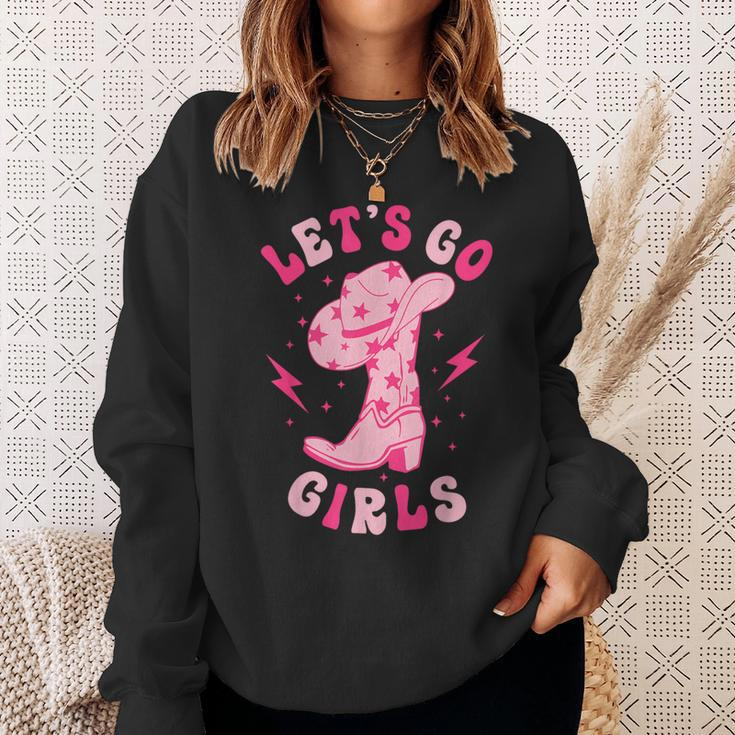 Let's Go Girls Western Cowgirl Hat Boot Bachelorette Paty Sweatshirt Gifts for Her