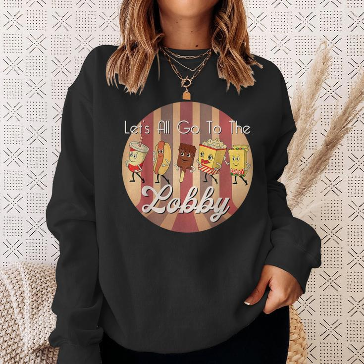 Let's All Go To The Lobby Cute Retro Movie Theatre Sweatshirt Gifts for Her