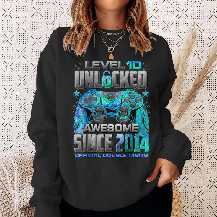 Level 10 Unlocked Awesome Since 2014 10Th Birthday GamingSweatshirt Gifts for Her