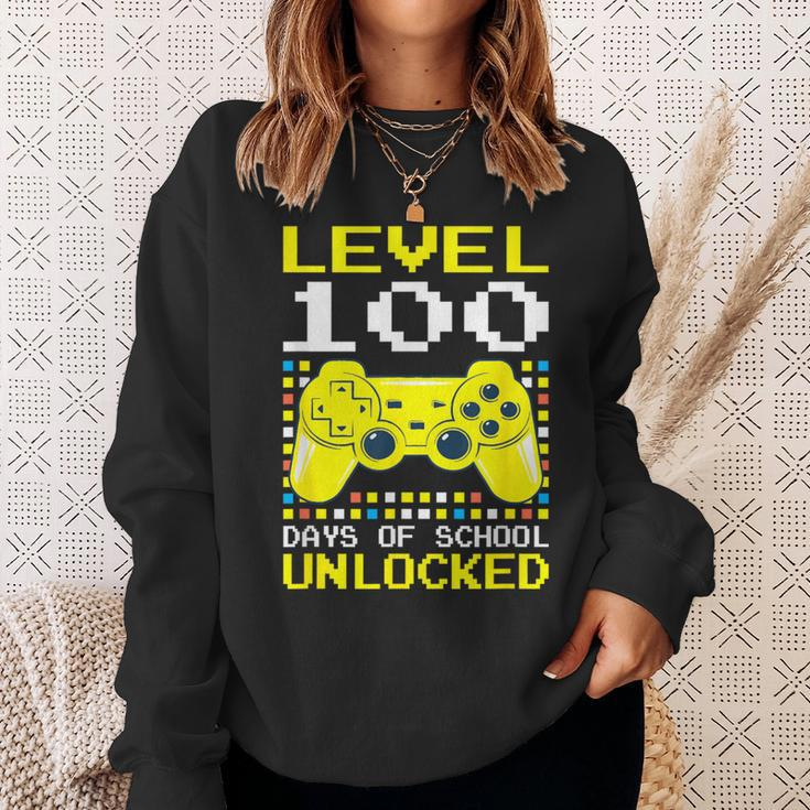 Level 100 Days Of School Unlocked Gamer Video Games Boy Girl Sweatshirt Gifts for Her
