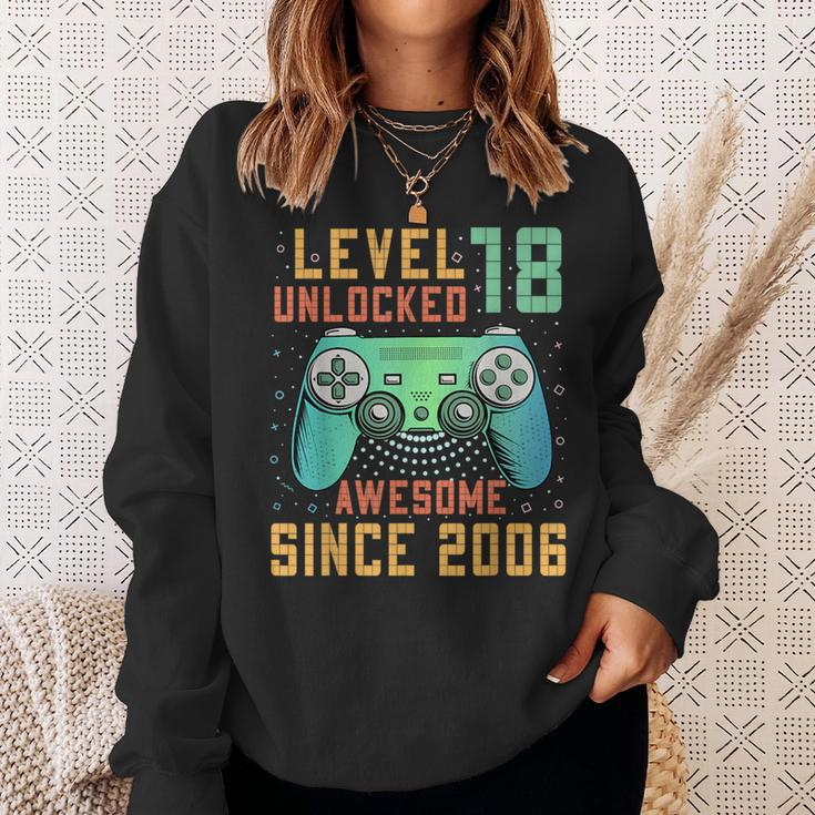Level 18 Unlocked 18Th Birthday 18 Year Old Gamer Bday Sweatshirt Gifts for Her